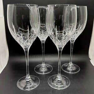 Wedgwood Vera Wang Fidelity Crystal 9.75" Water Wine Glasses Goblets, Set of 4